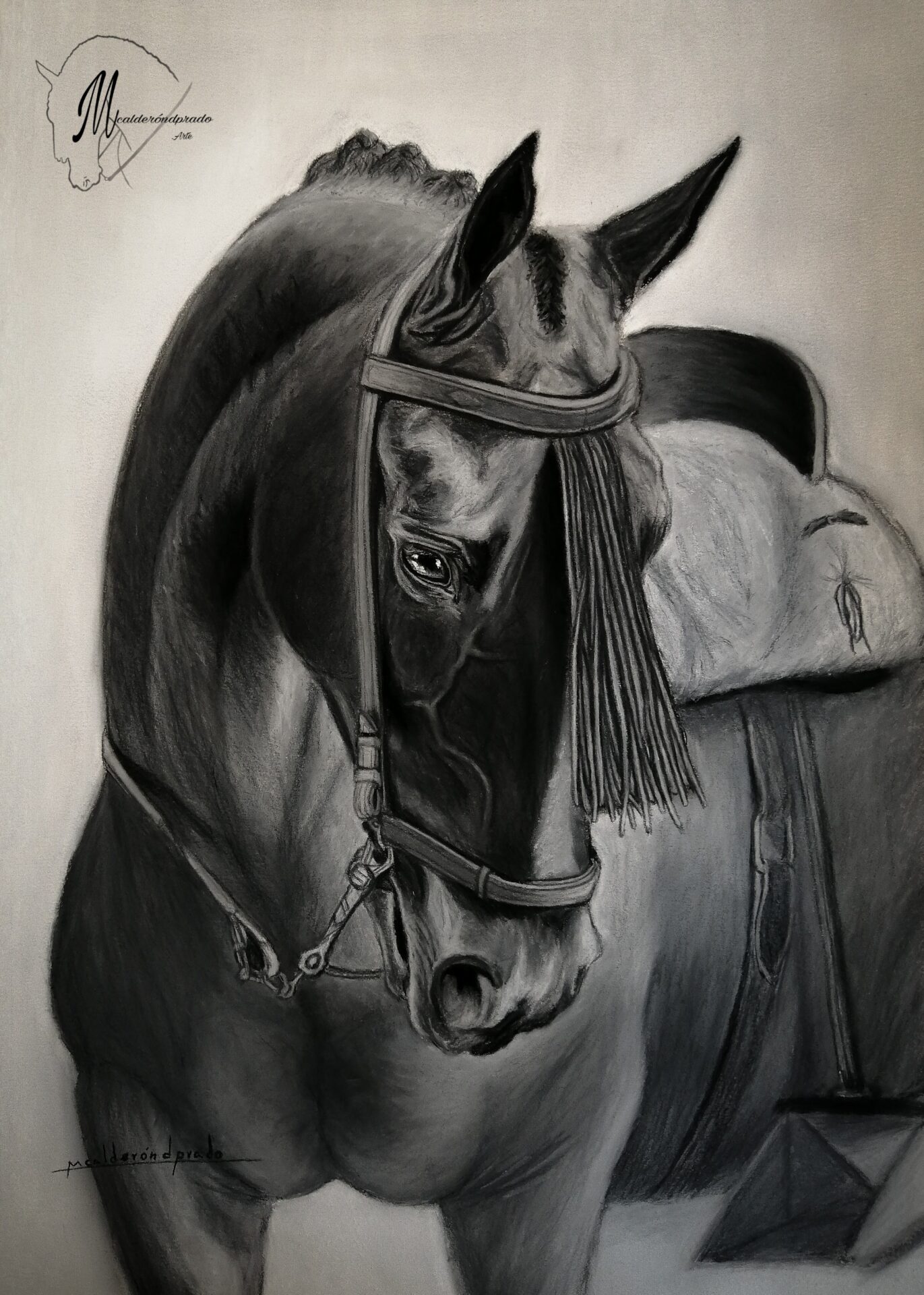 cuadro de caballo pintado a mano doma vaquera